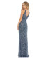 Women's Embellished V Neck Sleeveless Gown