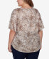 Фото #1 товара Plus Size Floral Double Bar Neckline T-Shirt
