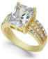 Gold Plate Emerald-Cut Crystal Triple-Row Ring, Created for Macy's