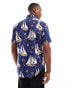 Фото #4 товара Polo Ralph Lauren short sleeve helm anchors print oxford shirt in navy