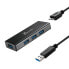 Фото #1 товара j5create JUH340 USB 3.0 4-Port Hub - USB 3.2 Gen 1 (3.1 Gen 1) Micro-B - USB 3.2 Gen 1 (3.1 Gen 1) Type-A - 5000 Mbit/s - Black - Aluminium - 0.6 m