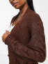 Threadbare Petite Harlyn longline cardigan in chocolate brown