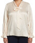 ფოტო #4 პროდუქტის Plus Size Tie Front Long Sleeve Blouse