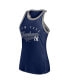 Women's Navy New York Yankees Tailsweep Fashion Racerback Rhinestone Tank Top Navy, Steel, M - фото #2