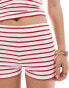 Фото #5 товара ASOS DESIGN stripe micro shorts co ord in red