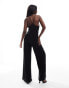 ASOS DESIGN strappy back detail wide leg jumpsuit in black