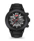 ფოტო #1 პროდუქტის Men's Quartz Black Genuine Leather Silicone Watch 49mm