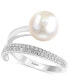 ფოტო #1 პროდუქტის EFFY® Cultured Freshwater Pearl (10mm) and Diamond (1/5 ct. t.w.) Ring in 14k White Gold and Yellow Gold
