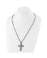 ფოტო #3 პროდუქტის Stainless Steel Antiqued Cross Pendant on a Rope Chain Necklace