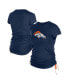 Women's Navy Denver Broncos Ruched Side T-Shirt Синий, XS - фото #1