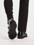 ASOS DESIGN monk shoes in black faux leather with emboss panel