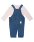 ფოტო #2 პროდუქტის Baby Girls Bodysuit and Knit Denim Bear Overall, 2 Piece Set