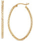 ფოტო #1 პროდუქტის Textured Oval Medium Hoop Earrings 35mm, Created for Macy's