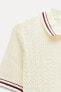 RIBBED CABLE-KNIT POLO SHIRT