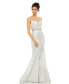 Women's Embroidered Sleeveless Plunge Neck Trumpet Gown