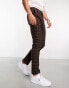 Фото #12 товара ASOS DESIGN skinny wool mix smart trousers in chocolate brown window check