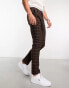 ASOS DESIGN skinny wool mix smart trousers in chocolate brown window check