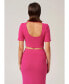 ფოტო #3 პროდუქტის Women's Short Sleeve Premium Stretchy Knit Top with Open Back