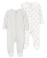 Фото #1 товара Baby 2-Pack Zip-Up PurelySoft Sleep & Play Pajamas NB