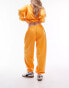 Фото #9 товара Topshop co-ord nyc project puff printed vintage wash oversized jogger in orange