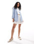 Фото #4 товара Stradivarius oversized linen look blazer in blue