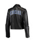 ფოტო #4 პროდუქტის Women's Black Chicago Cubs Faux Leather Moto Full-Zip Jacket