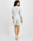 Women's Floral-Print Belted 3/4-Sleeve Dress