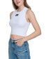 Women's Ribbed Angled-Hem Cropped Logo Top