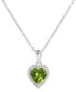ფოტო #1 პროდუქტის Peridot (3/4 ct. t.w.) & Diamond (1/10 ct. t.w.) Heart Pendant Necklace in 14k White Gold, 16" + 2" extender