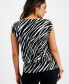 Фото #2 товара Petite Printed Ruched V-Neck Top, Created for Macy's