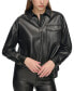 Фото #1 товара Women's Zip-Front Faux-Leather Long-Sleeve Shirt