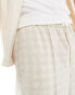 ASOS DESIGN pull on smart oversized tapered linen blend trousers in neutral check