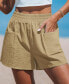 Women's Navy Elastic Waist Loose Leg Shorts