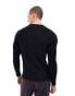 ASOS DESIGN essential muscle fit long sleeve rib t-shirt in black