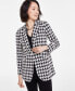 Фото #3 товара Women's Houndstooth Notched Collar Blazer