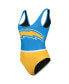 Фото #3 товара Women's Powder Blue Los Angeles Chargers Team One-Piece Swimsuit