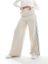 ASOS DESIGN high waist trousers with side stripe in stone