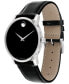 ფოტო #3 პროდუქტის Men's Swiss Museum Classic Black Leather Strap Watch 40mm