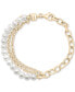 Фото #1 товара Cultured Freshwater Pearl (5mm) Triple & Single Link Bracelet in Gold Vermeil, Created for Macy's