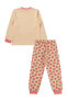 Kız Çocuk Pijama Takımı 6-9 Yaş Yumuşak Şeftali