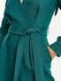 Фото #3 товара Closet London Petite tie waist kimono jumpsuit in emerald