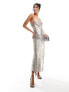 Miss Selfridge metallic maxi slip dress in silver