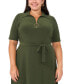 ფოტო #4 პროდუქტის Plus Size Collared Tie-Waist Short-Sleeve Midi Dress