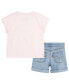 ფოტო #2 პროდუქტის Toddler Girls Floral Dolman T-shirt and Shorts Set