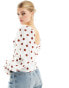 ASOS DESIGN puff sleeve square neck blouse in spot print Rot/Weiß, 38 - фото #1