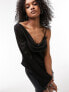 Фото #1 товара Tophop satin cowl neck one shoulder top in black