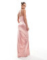 Фото #3 товара ASOS DESIGN shimmer bandeau multi knot maxi dress in rose