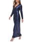 Women's Long-Sleeve Side-Ruched Sequin Gown