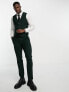 ASOS DESIGN slim wool mix suit waistcoat in herringbone in green Chest 40 Regular - фото #5