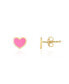 ფოტო #1 პროდუქტის Pink Enamel Heart Stud Earrings 14K Gold